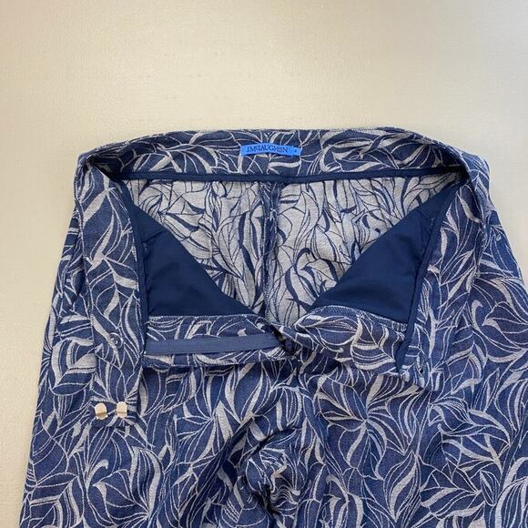 J McLaughlin Morgan Pants 4 Womens Blue Chambray Wide Leg Crop Leaf Print 28x28 - Picture 10 of 14